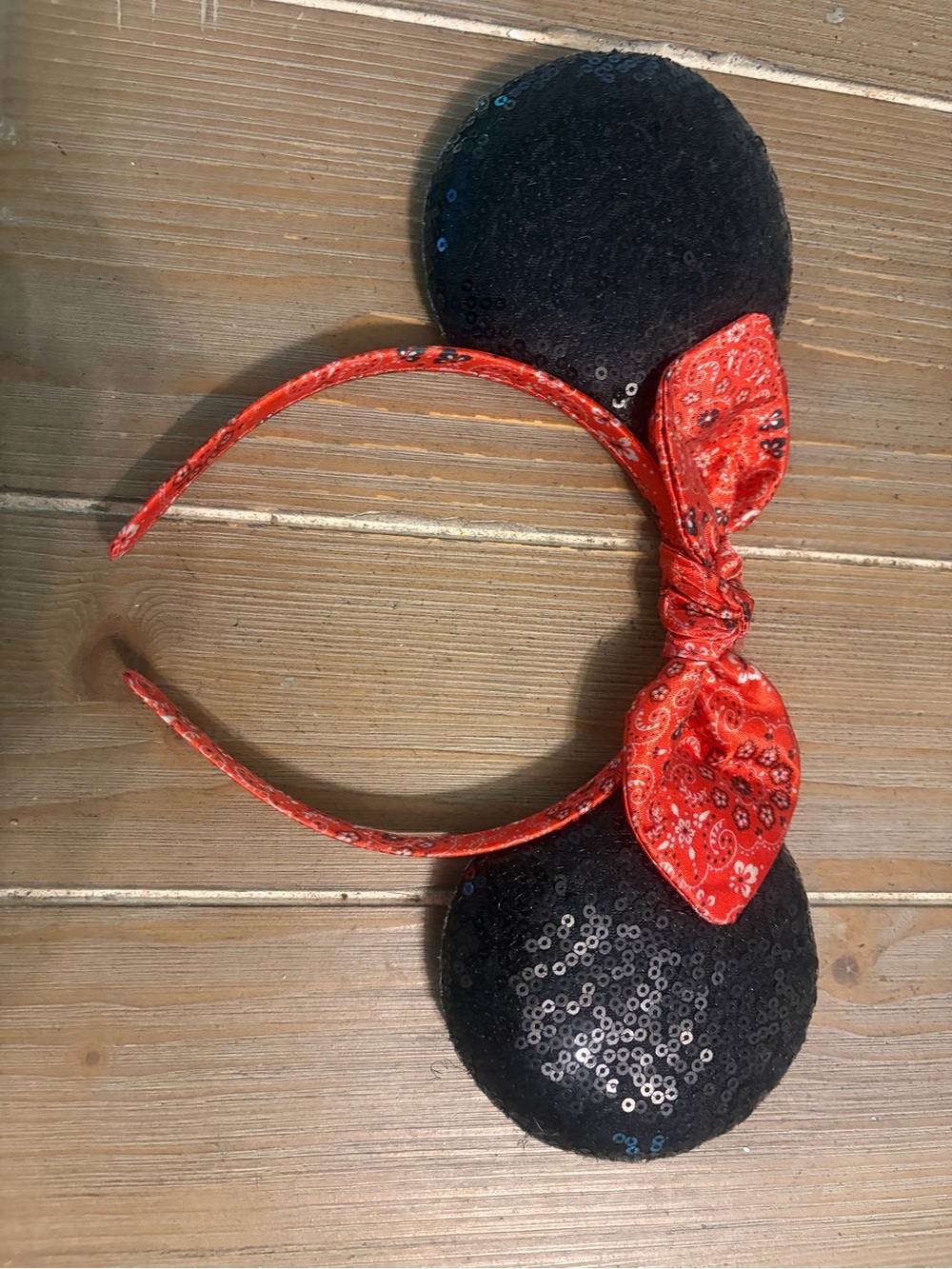 Minnie Mouse Ear Headband with Red Bandana Bow